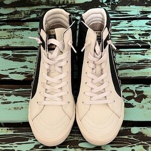 Vintage Havana Black and Cream High-Top Sneakers